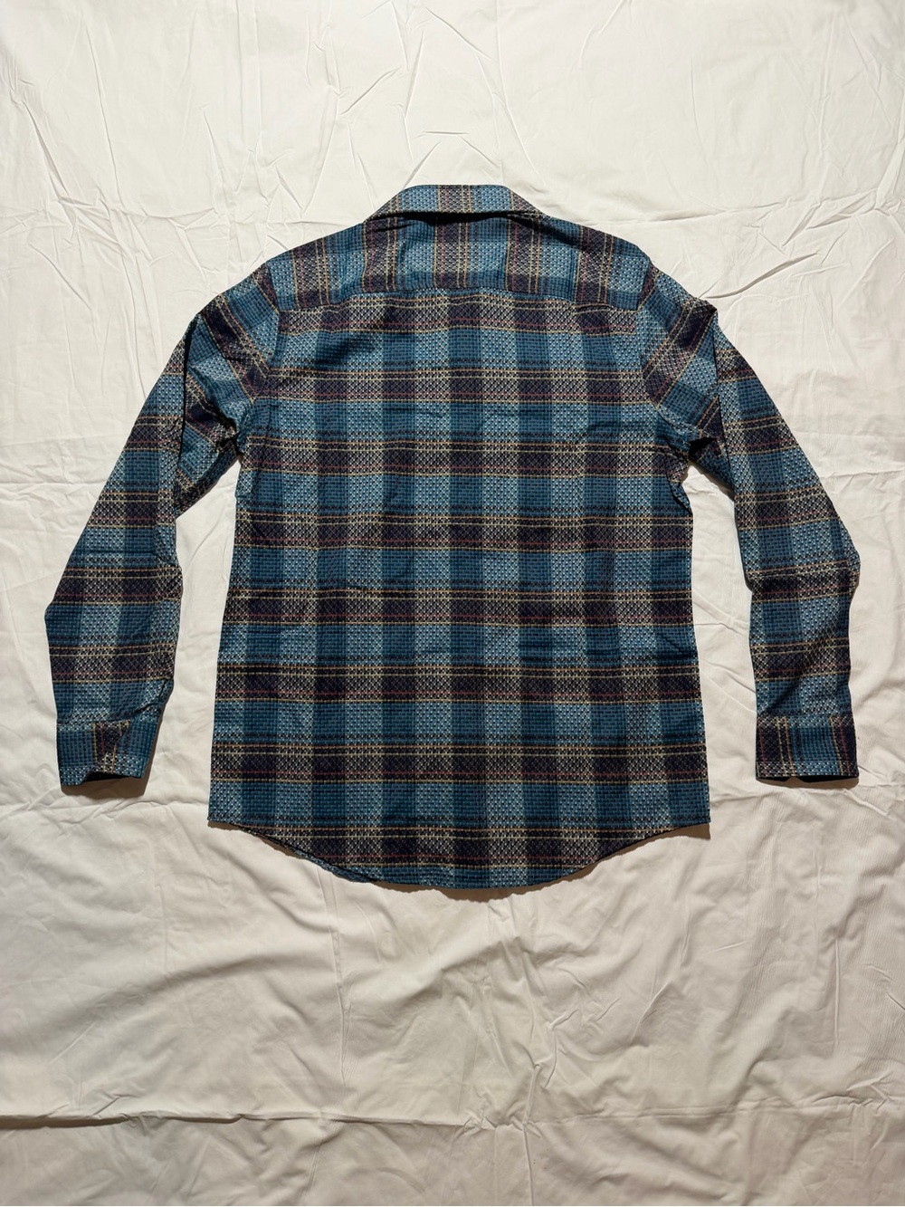 Tasso Elba Men’s 100% Cotton Blue Plaid Button-Up Shirt Size Small - Picture 3 of 4